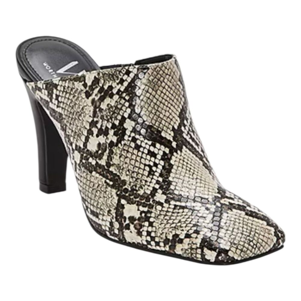 Worthington Women's Size 7 Shoe Square Toe Mule Natural Snake Print 7M Slip On
